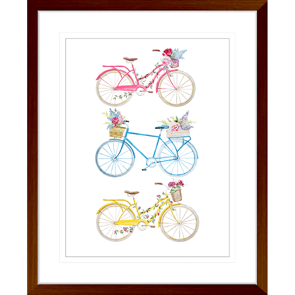 Bicycle Lane Collection - BICY01 - Framed Art Print Teak