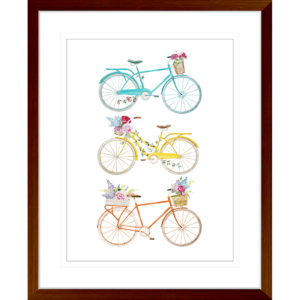Bicycle Lane Collection - BICY02 - Framed Art Print Teak
