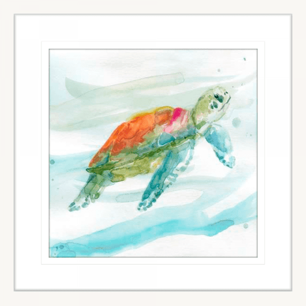 Turtle Tropics 01 | White Framed Artwork