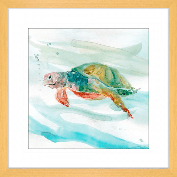 Turtle Tropics 02 | Oak Framed Artwork