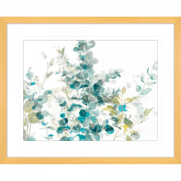 Eucalyptus on White | Oak Framed Artwork