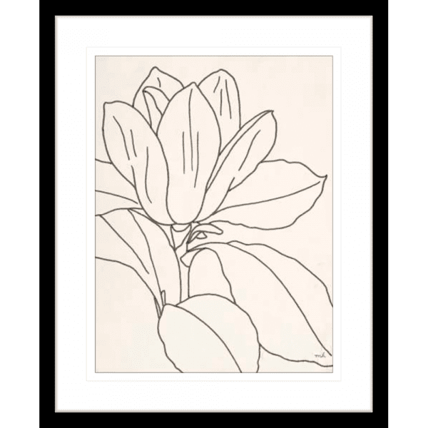'Magnolia' Line Drawing 02 | Black Framed Artwork