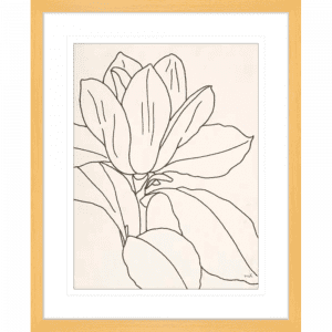 'Magnolia' Line Drawing 02 | Oak Framed Artwork