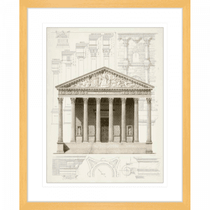 Classical Greek Columns | Oak Framed Artwork