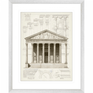 Classical Greek Columns | Silver Framed Artwork