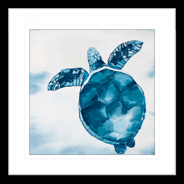 Swimming Turtle 01 | Black Framed Artwork