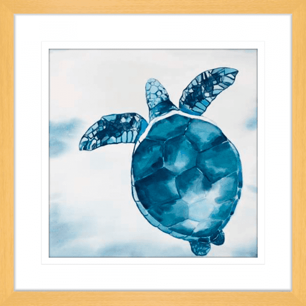 Swimming Turtle 01 | Oak Framed Artwork
