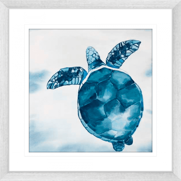 Swimming Turtle 01 | Silver Framed Artwork