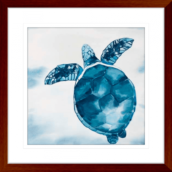 Swimming Turtle 01 | Teak Framed Artwork