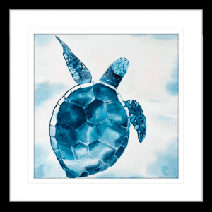 Swimming Turtle 02 | Black Framed Artwork