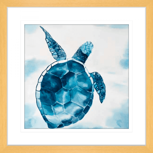 Swimming Turtle 02 | Oak Framed Artwork