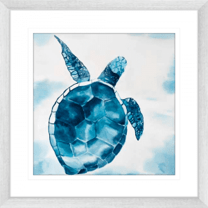 Swimming Turtle 02 | Silver Framed Artwork