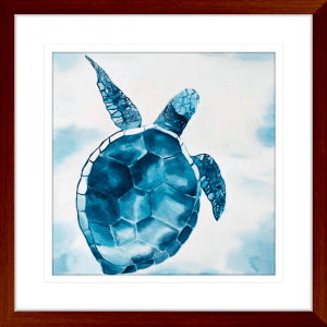Swimming Turtle 02 | Teak Framed Artwork