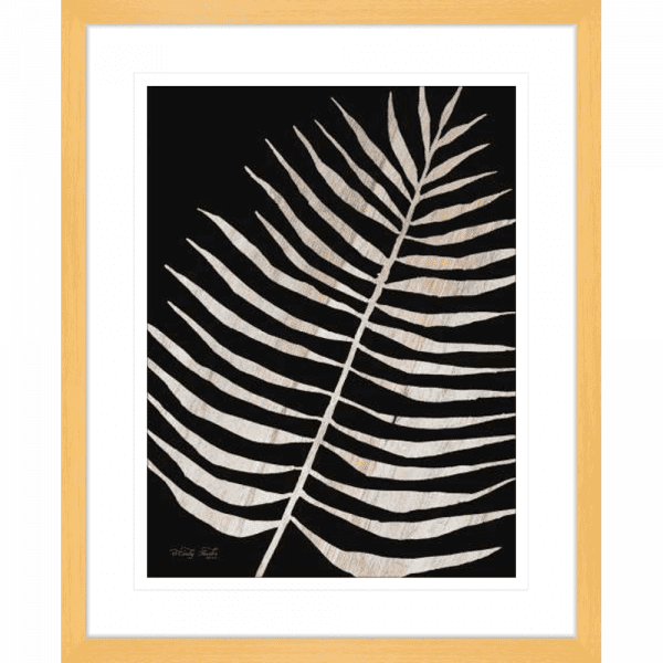 Palm Frond on Wood 01 | Oak Framed Artwork