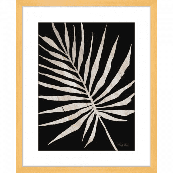 Palm Frond on Wood 02 | Oak Framed Artwork