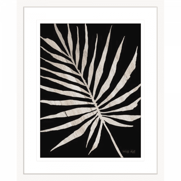Palm Frond on Wood 02 | White Framed Artwork