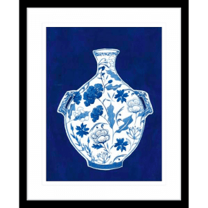 Indigo Porcelain Vase 01 | Black Framed Artwork
