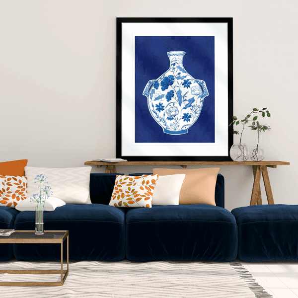 Indigo Porcelain Vase 01 | Artwork Styled Room
