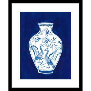 Indigo Porcelain Vase 02 | Black Framed Artwork