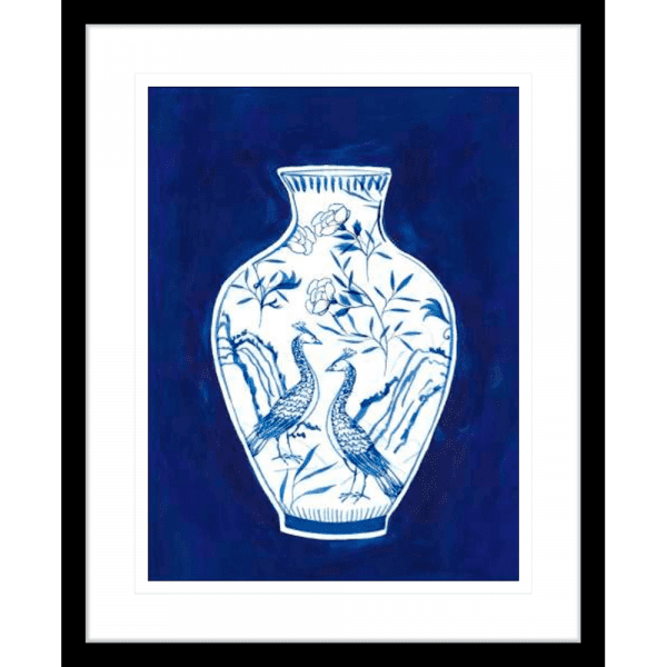 Indigo Porcelain Vase 02 | Black Framed Artwork