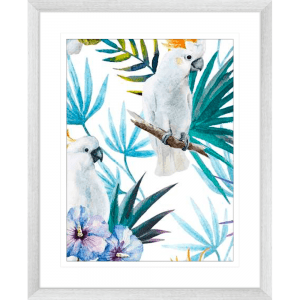 Crested Cockatoo 01 | Silver Framed Artwork