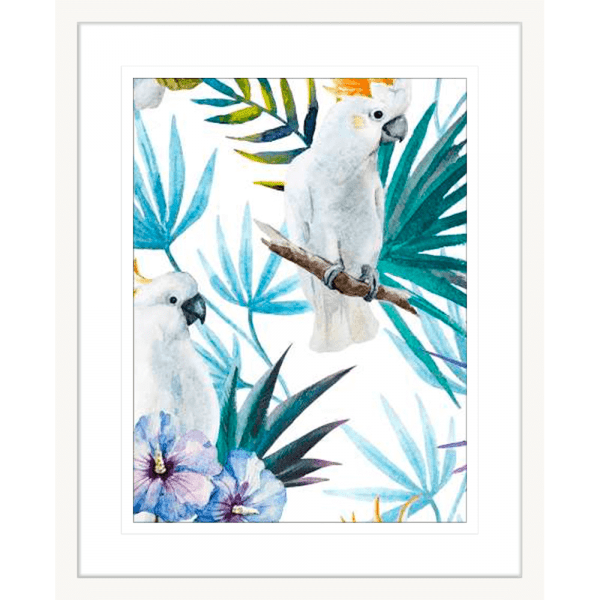 Crested Cockatoo 01 | White Framed Artwork
