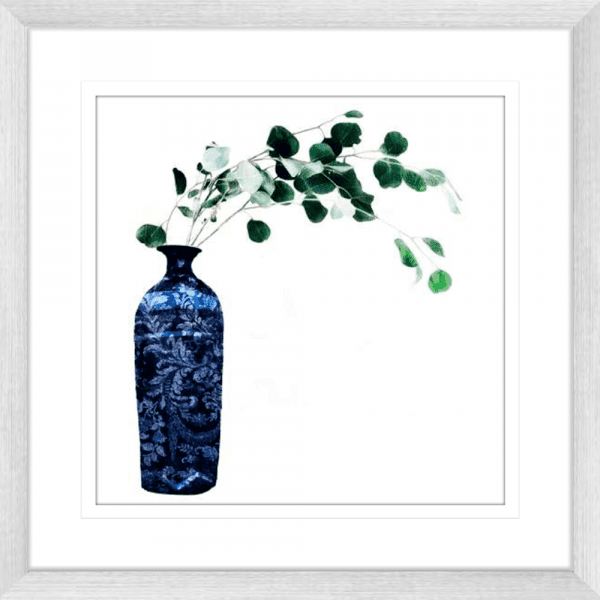 China Vase with Floral 01 | Silver Framed Artwork