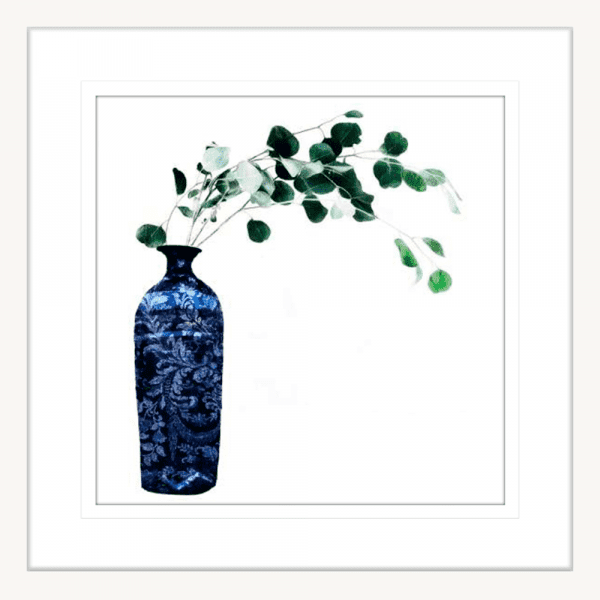 China Vase with Floral 01 | White Framed Artwork