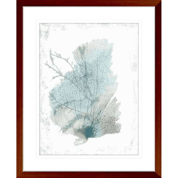 Teal Delicate Coral 02 | Teak Framed Artwork