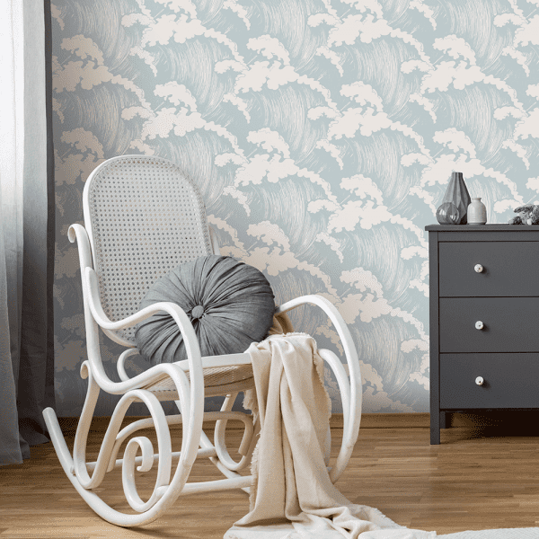 Japanese Waves Seaspray | Wallpaper Styled Room