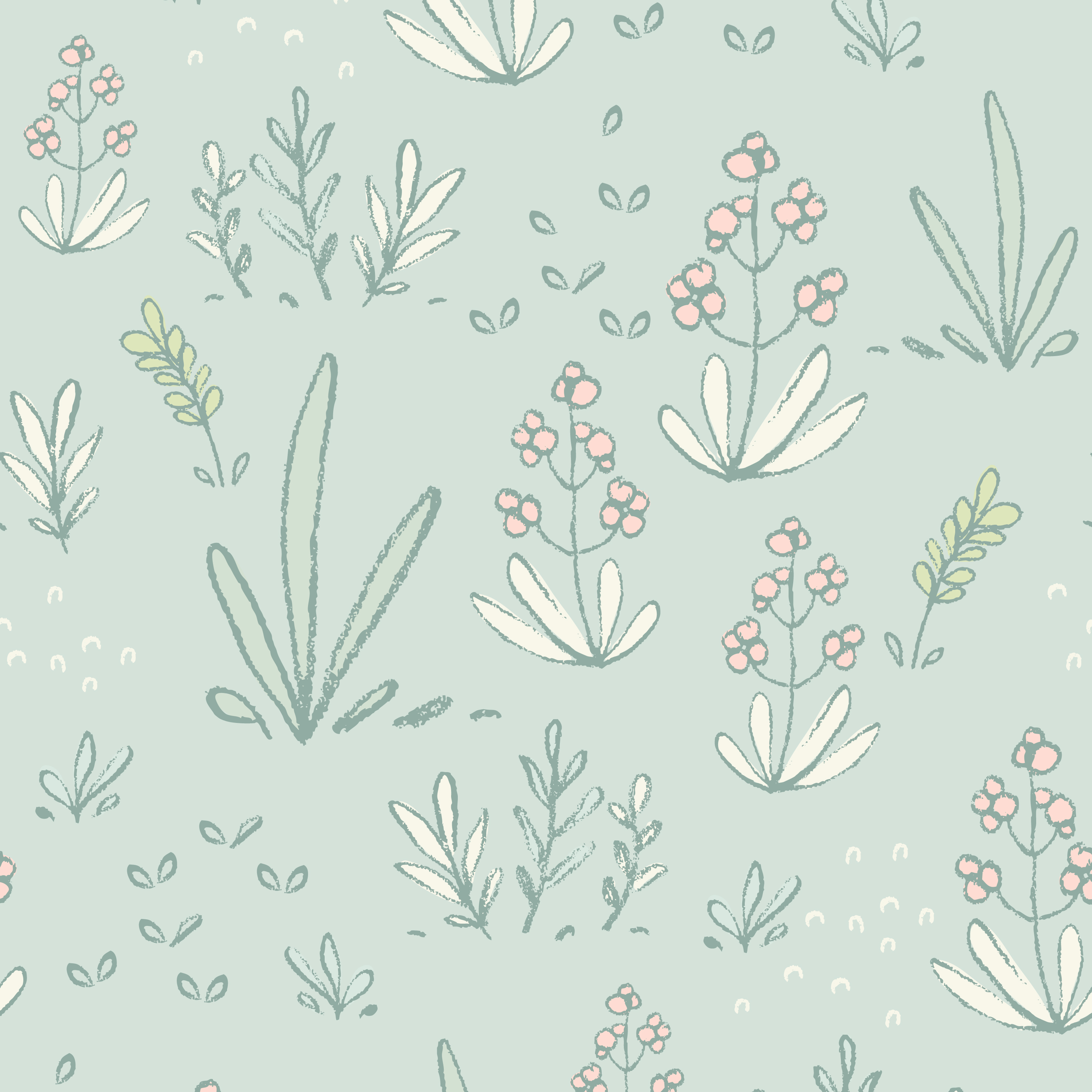 Field Of Flowers – Mint – Wallpaper - Mint Art Co