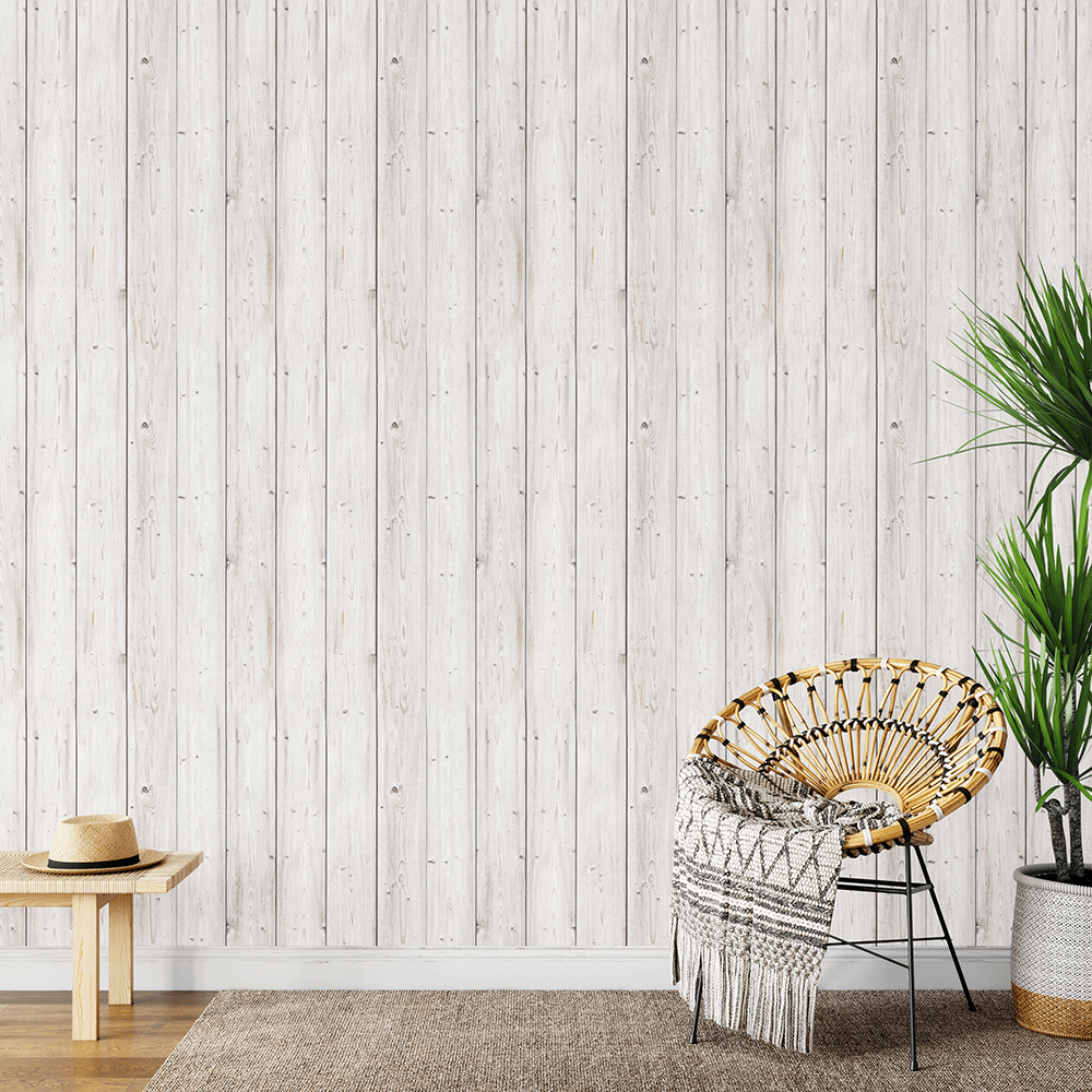 Light Whitewashed Timber - Wallpaper - Mint Art Co