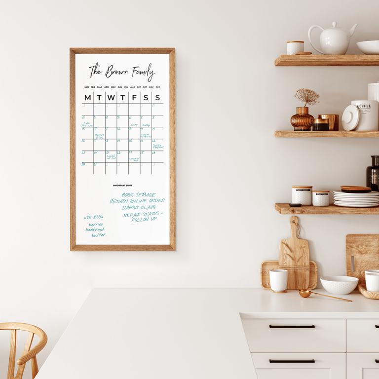 'Essentials' Dry Erase Wall Planner Monthly Calendar + Notes Mint
