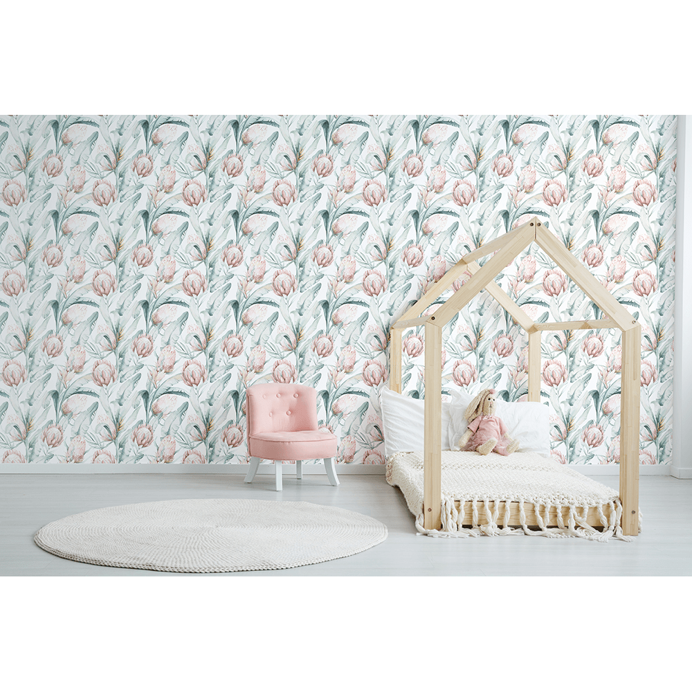 Tropicana Florals – Soft – Wallpaper - Mint Art Co
