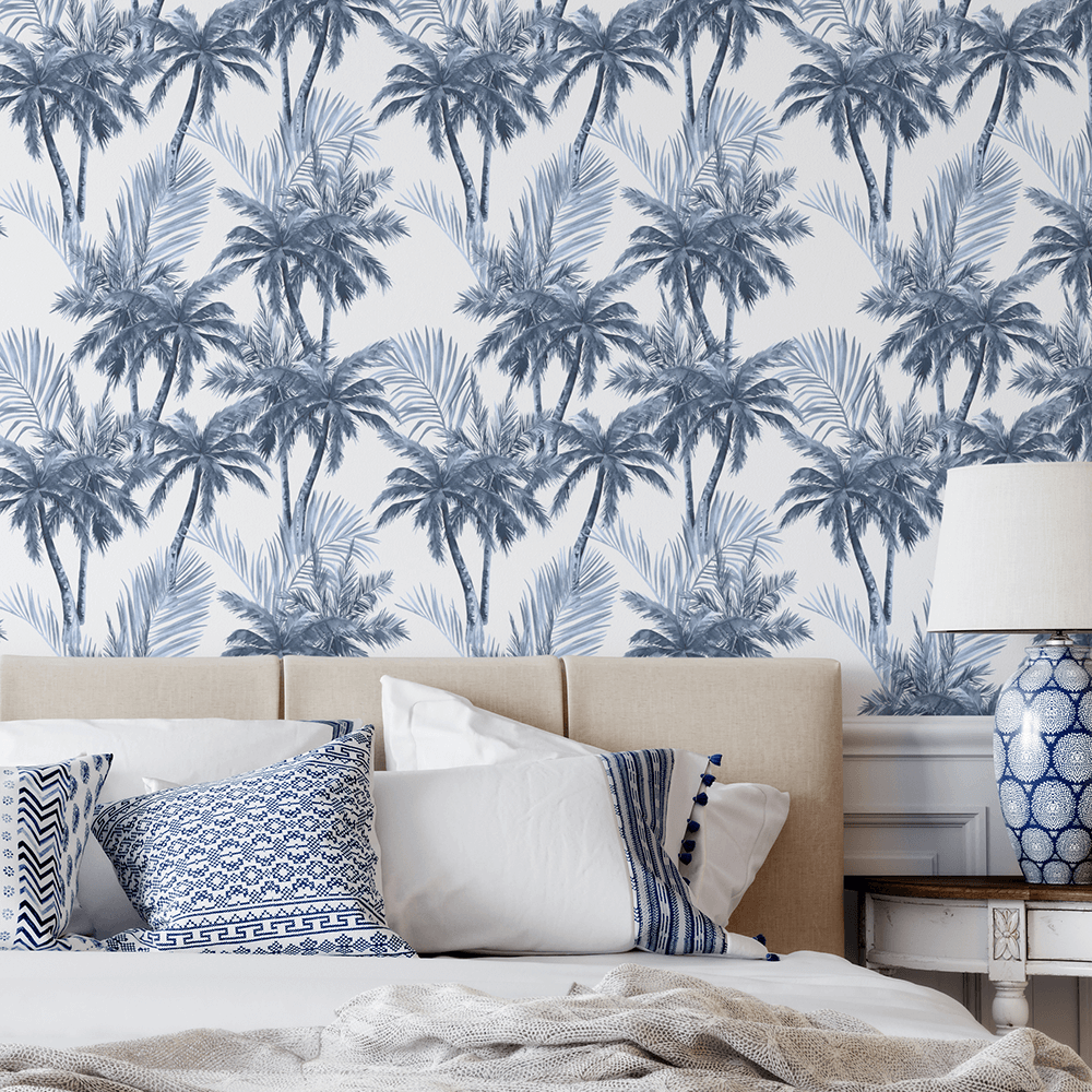 Indigo Cove Palms – Wallpaper - Mint Art Co