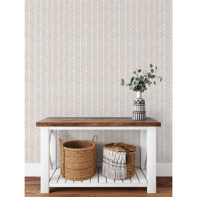 Modern Herringbone Mocha Wallpaper Mint Art Co