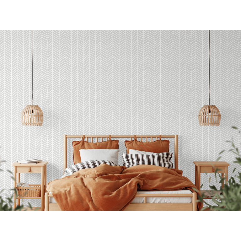 Modern Herringbone Warm Grey Wallpaper Mint Art Co