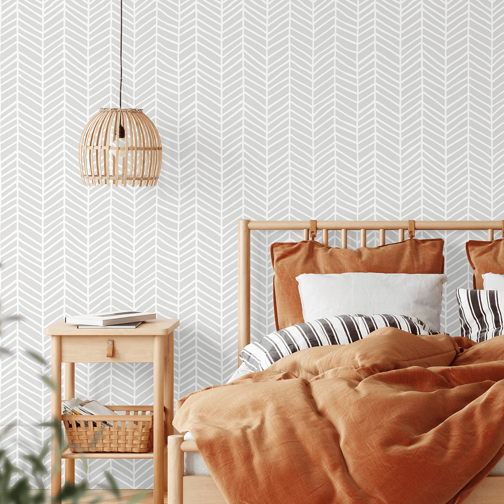 Modern Herringbone – Warm Grey – Wallpaper - Mint Art Co